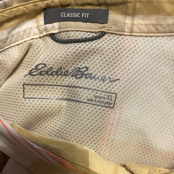 NWOT Eddie Bauer Yellow Plaid Adventurer Roll Sleeve Button Up Shirt Size XL - Picture 7 of 10